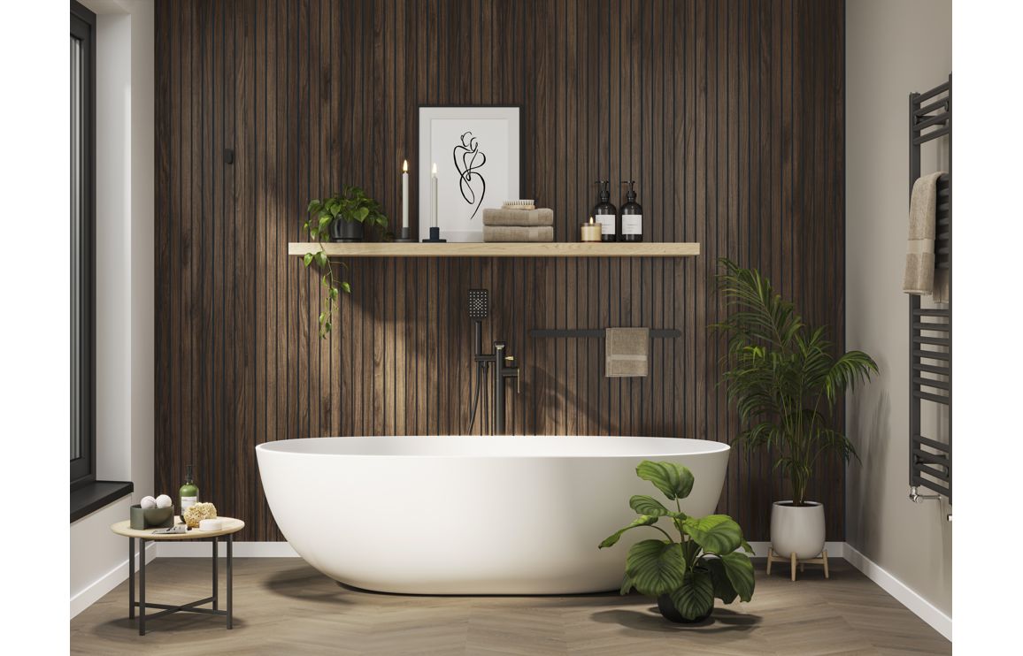 Abode Levarto Floor Standing Bath Shower Mixer - Matt Black & Brass - Image 2