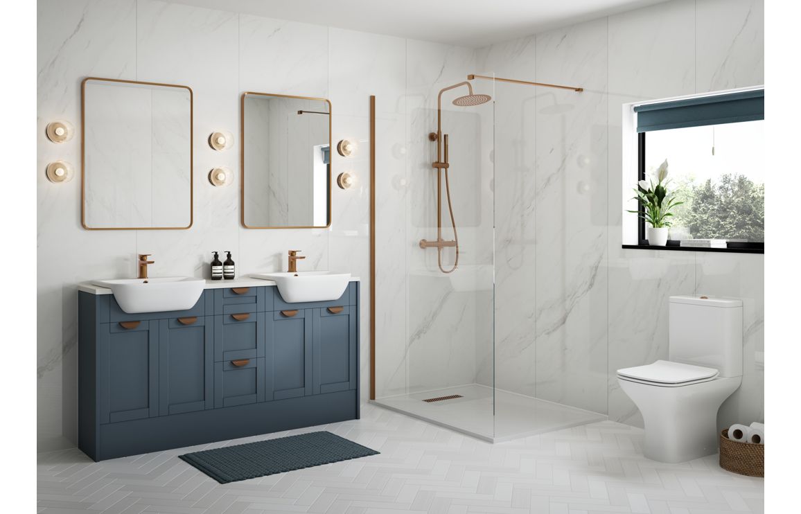 Arizona 1236mm Slim Basin & WC Unit Pack - Matt Arley Blue (Grey Cab) - Image 2