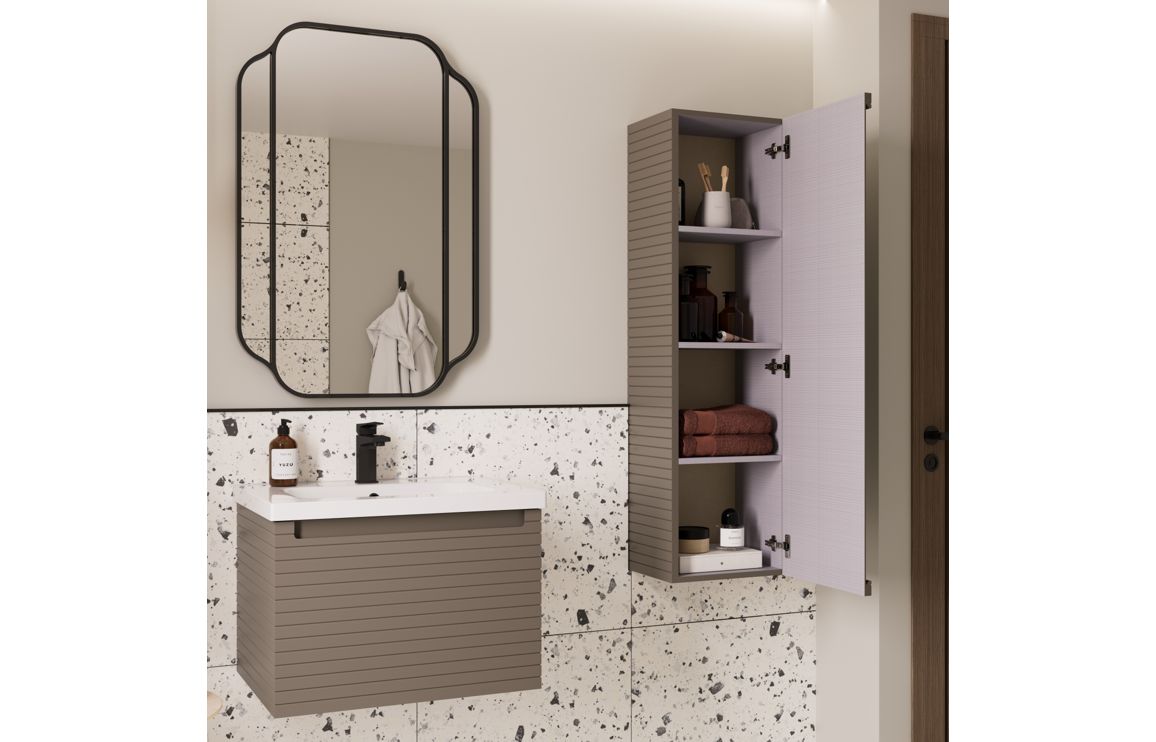 Wyoming 810mm Wall Hung 1 Drawer Basin Unit & Worktop - Matt Taupe - Image 3