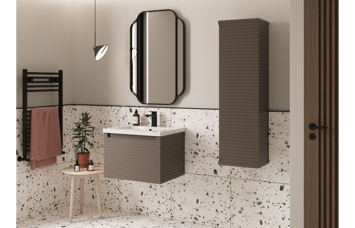 Wyoming 810mm Wall Hung 1 Drawer Basin Unit & Worktop - Matt Taupe - Image 2