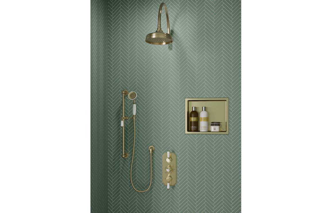 610x305mm Bathroom Niche - Brushed Brass - Image 2