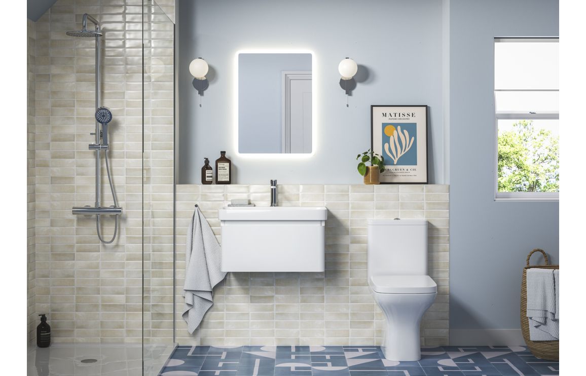 Kansas 500mm Basin Unit & Rimless Close Coupled WC Pack - Matt White - Image 4