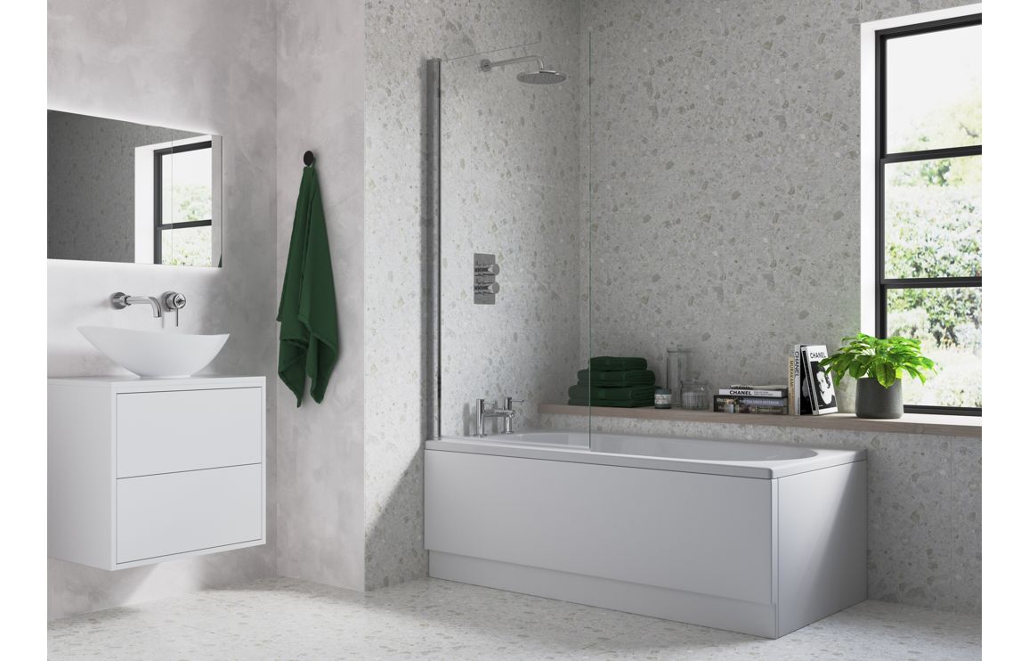 800x1500mm Single Straight Bath Screen (6mm) - Chrome