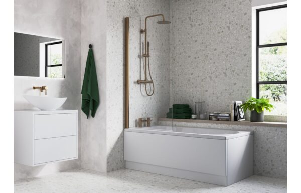 800x1500mm Single Straight Bath Screen (6mm) - Brushed Bronze