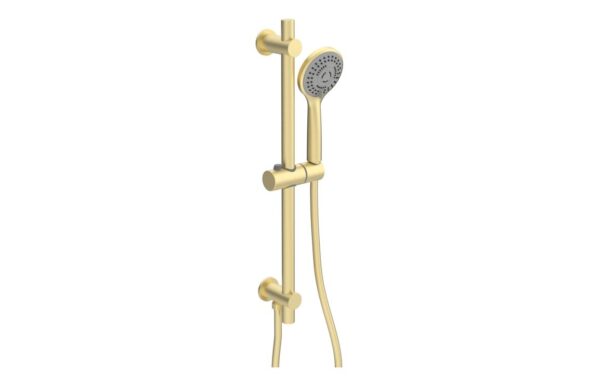 Aquila Round Riser Rail Kit w/Elbow & 3 Mode Handset - Brushed Brass