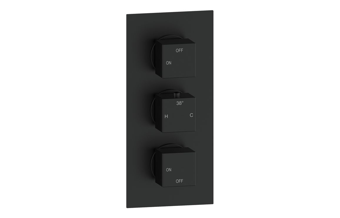 Sagittarius Square Shower Valve & Kit Pack 3 - Matt Black - Image 2