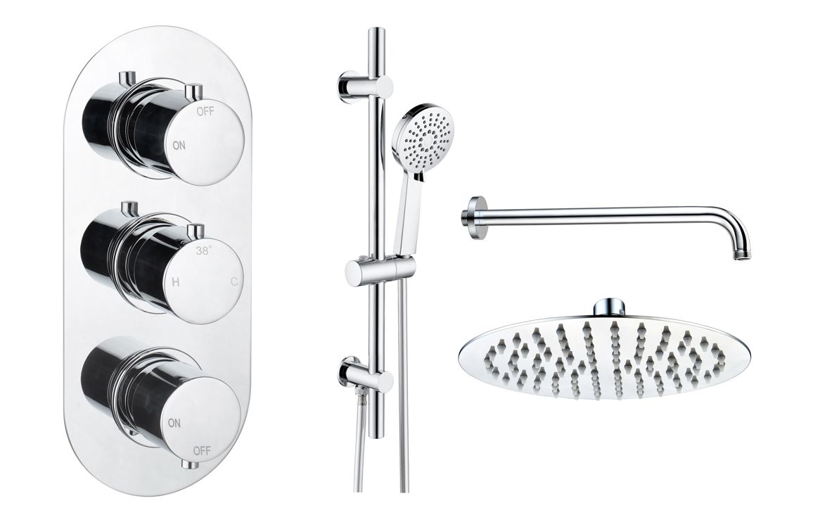 Aquila Round Shower Valve & Kit Pack 3 - Chrome