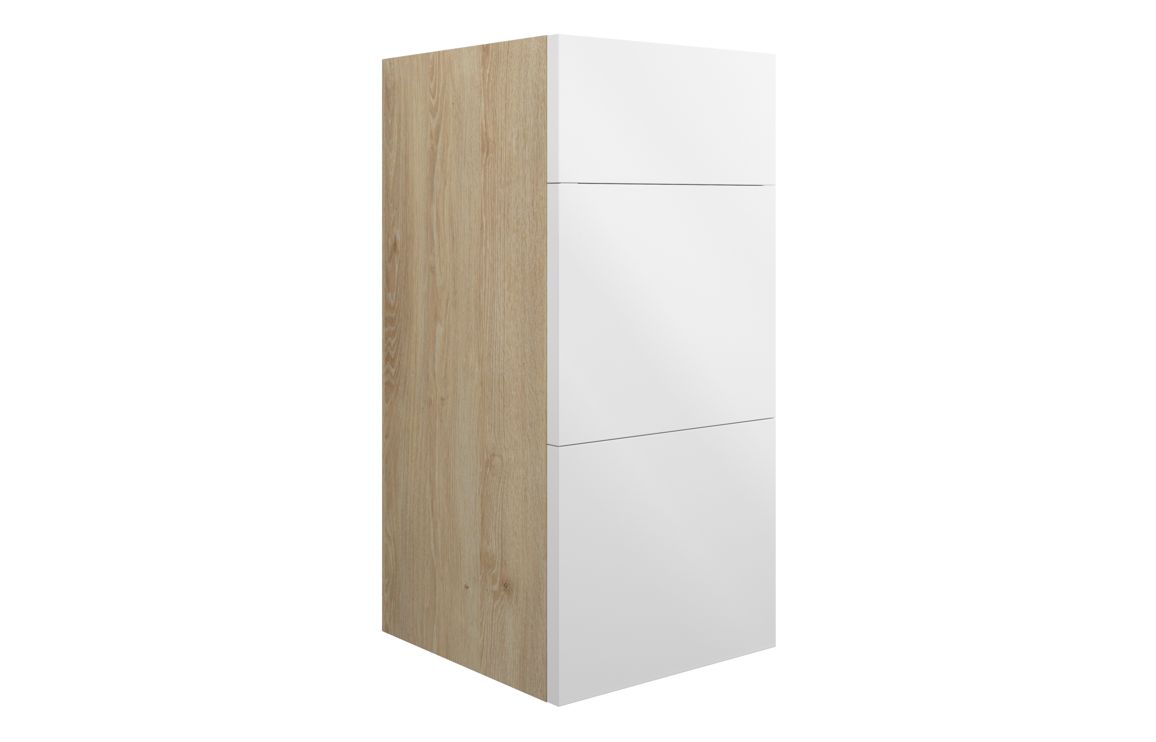 Nevada 300mm Standard 3 Drawer Unit - White Gloss (Oak Cab)
