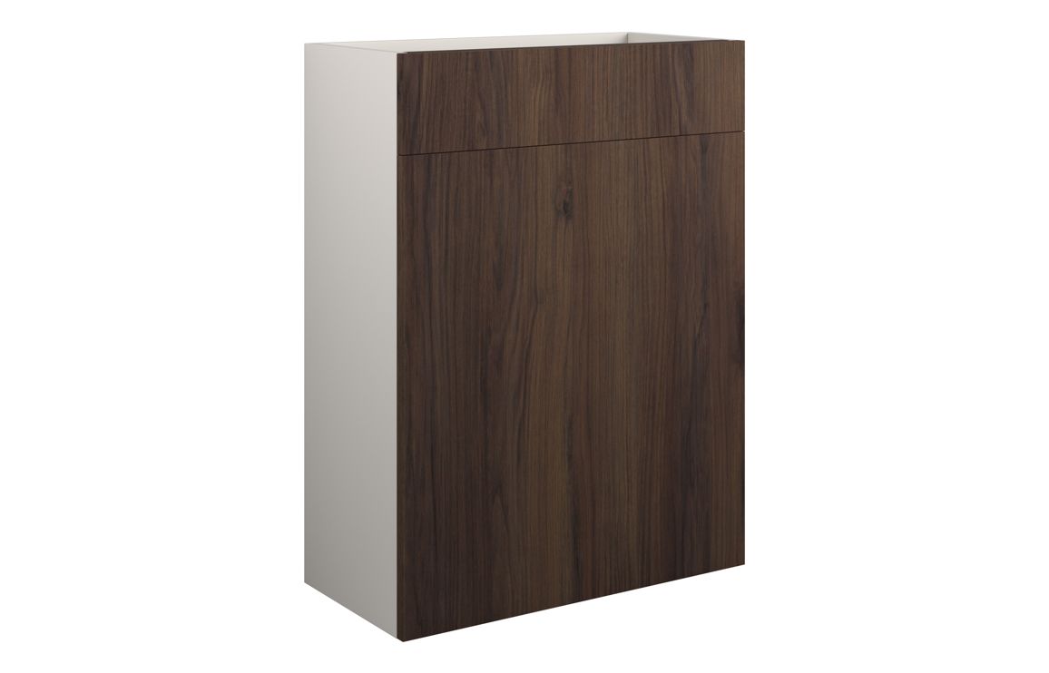 Nevada 600mm Standard WC Unit - Warm Walnut (Grey Cab)