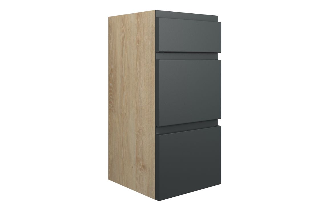Kentucky 300mm Standard 3 Drawer Unit - Matt Graphite Grey (Oak Cab)