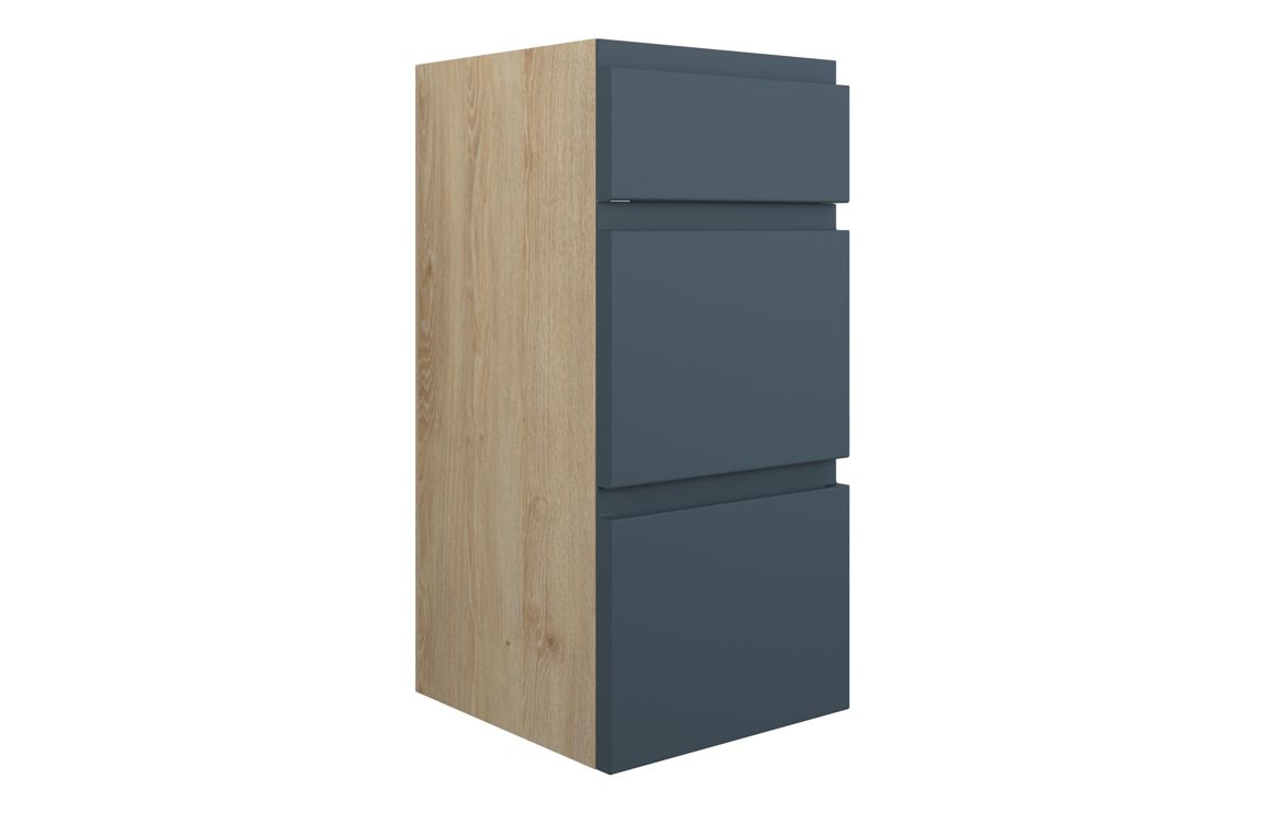 Kentucky 300mm Standard 3 Drawer Unit - Matt Arley Blue (Oak Cab)