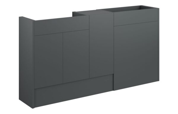 Nevada 1536mm Standard Basin WC & 1 Door Unit Pack - Matt Graphite Grey (Grey Cab)