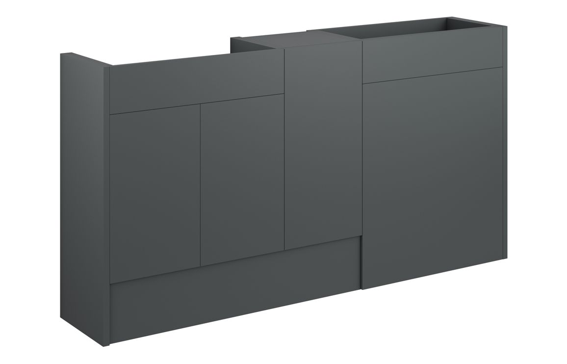 Nevada 1536mm Standard Basin WC & 1 Door Unit Pack - Matt Graphite Grey (Grey Cab)