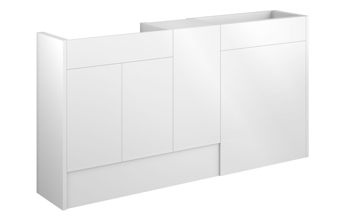 Nevada 1536mm Standard Basin WC & 1 Door Unit Pack - White Gloss (Grey Cab)