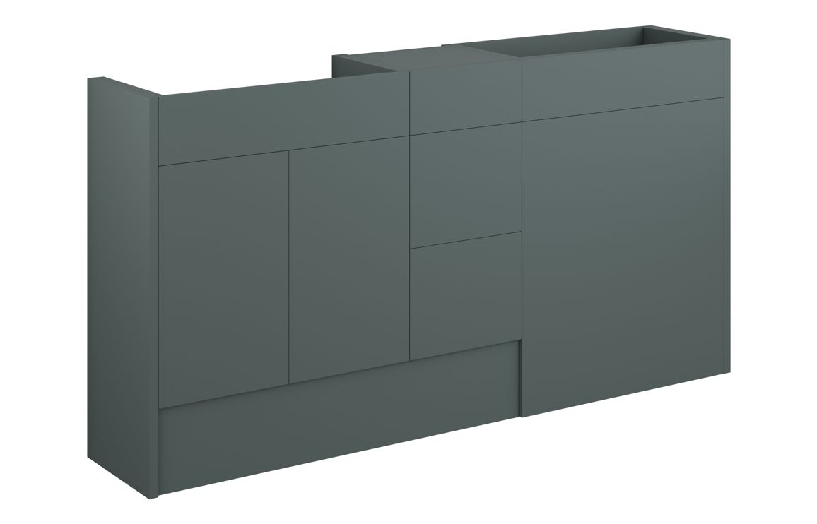 Nevada 1536mm Standard Basin WC & 3 Drawer Unit Pack - Matt Green (Grey Cab)