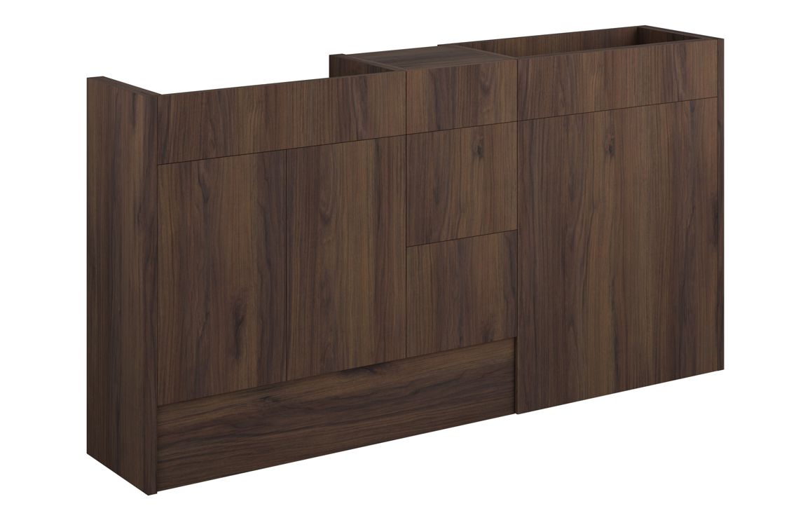 Nevada 1536mm Standard Basin WC & 3 Drawer Unit Pack - Warm Walnut (Oak Cab)
