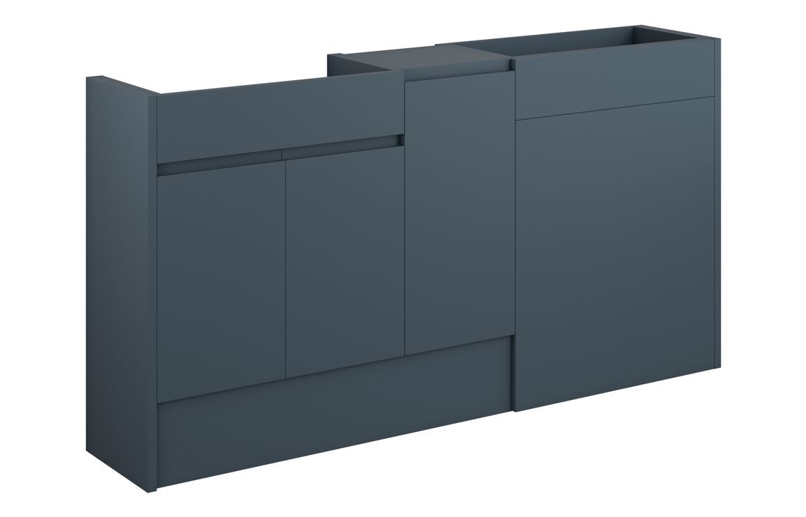 Kentucky 1536mm Standard Basin WC & 1 Door Unit Pack - Matt Arley Blue (Oak Cab)