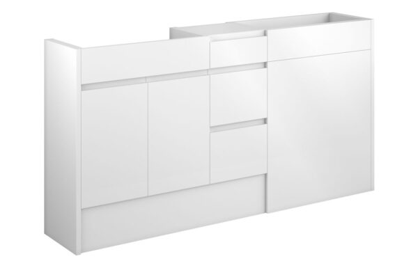 Kentucky 1536mm Standard Basin WC & 3 Drawer Unit Pack - White Gloss (Grey Cab)