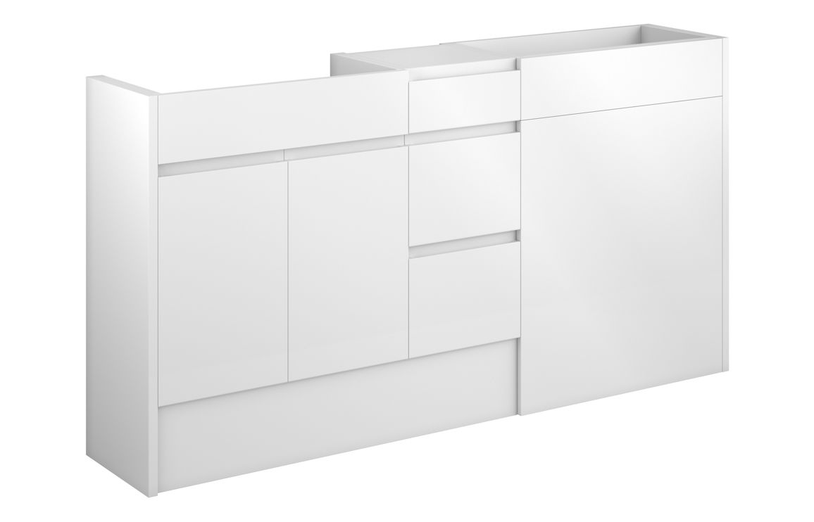 Kentucky 1536mm Standard Basin WC & 3 Drawer Unit Pack - White Gloss (Grey Cab)