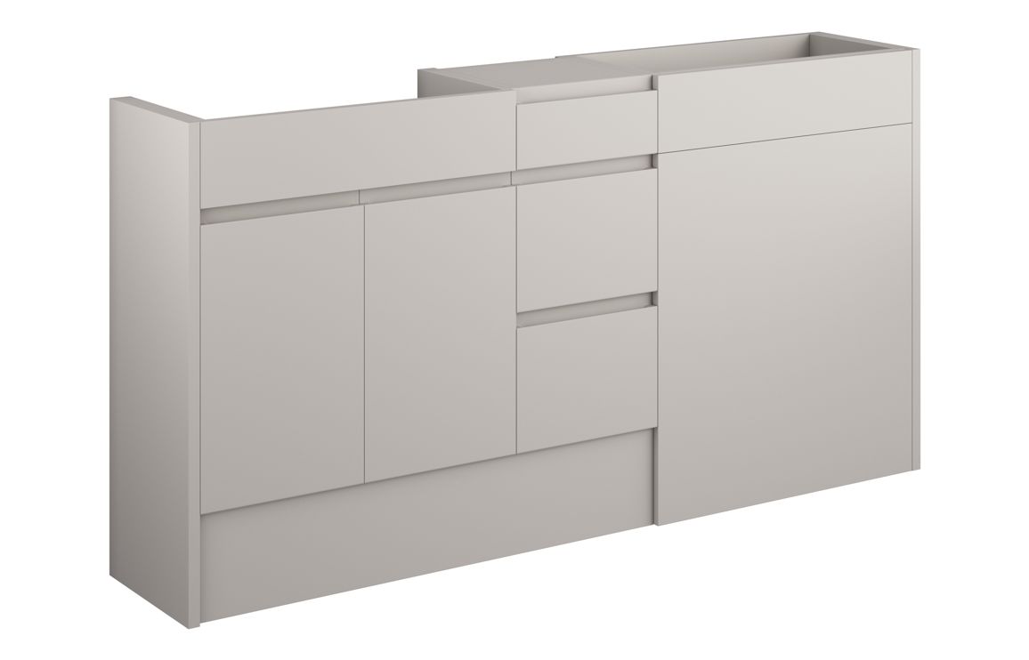 Kentucky 1536mm Standard Basin WC & 3 Drawer Unit Pack - Matt Dove Grey (Oak Cab)