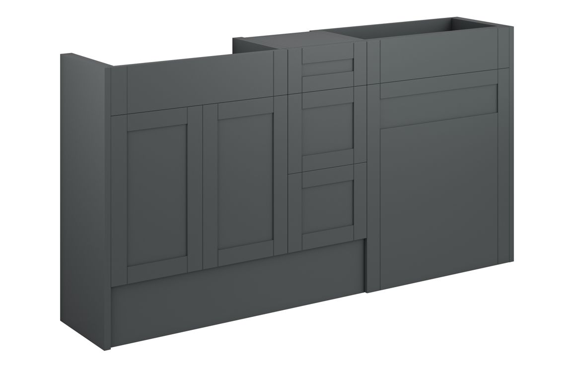 Arizona 1536mm Standard Basin WC & 3 Drawer Unit Pack - Matt Graphite Grey (Grey Cab)