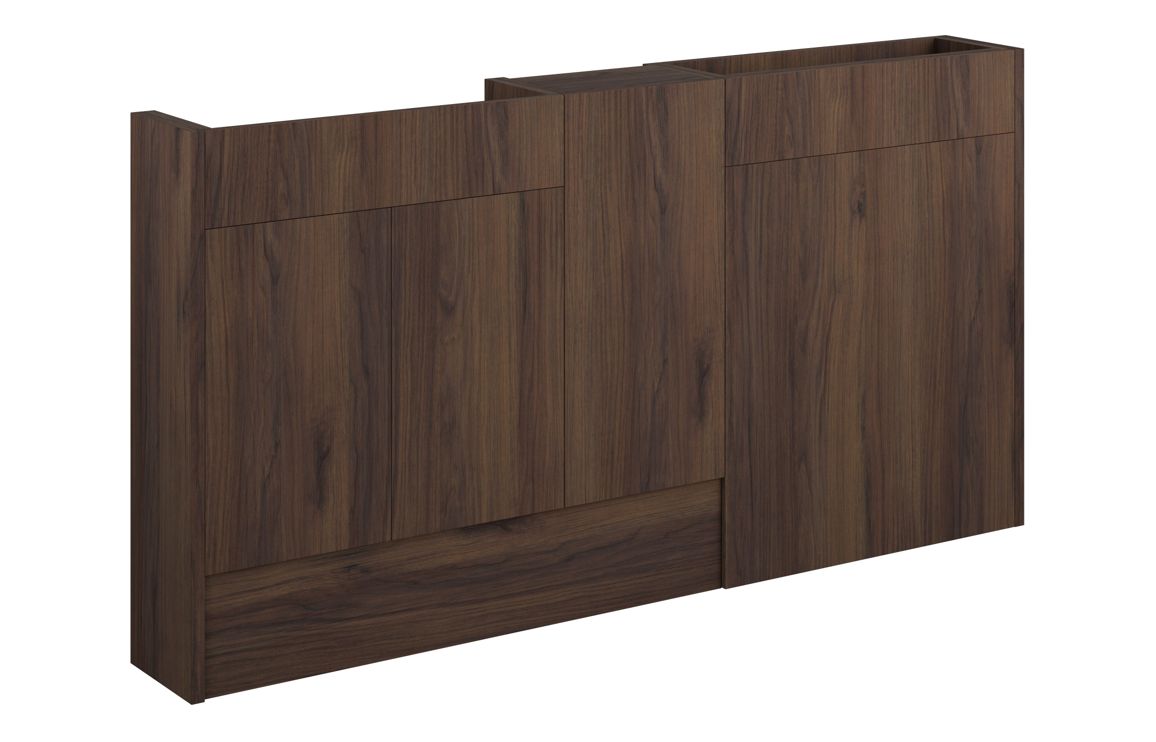 Nevada 1536mm Slim Basin WC & 1 Door Unit Pack - Warm Walnut (Grey Cab)