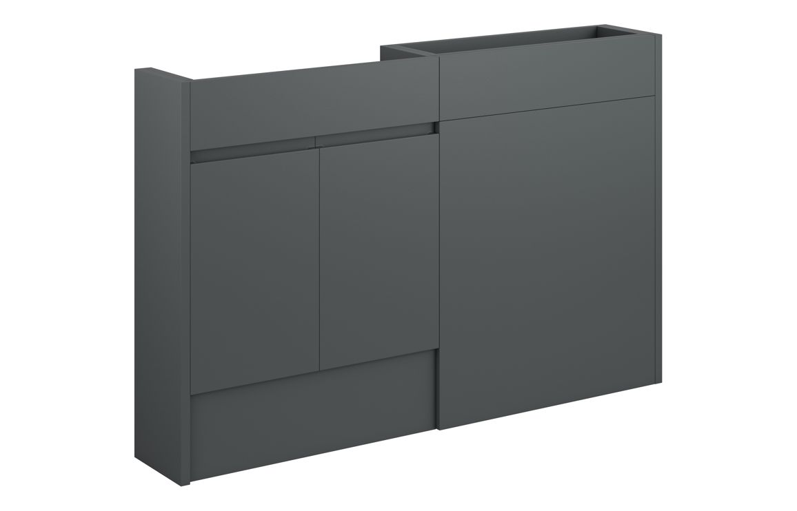 Kentucky 1236mm Slim Basin & WC Unit Pack - Matt Graphite Grey (Grey Cab)
