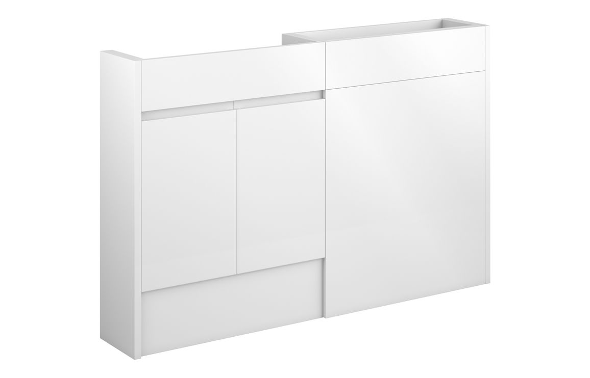 Kentucky 1236mm Slim Basin & WC Unit Pack - White Gloss (Grey Cab)