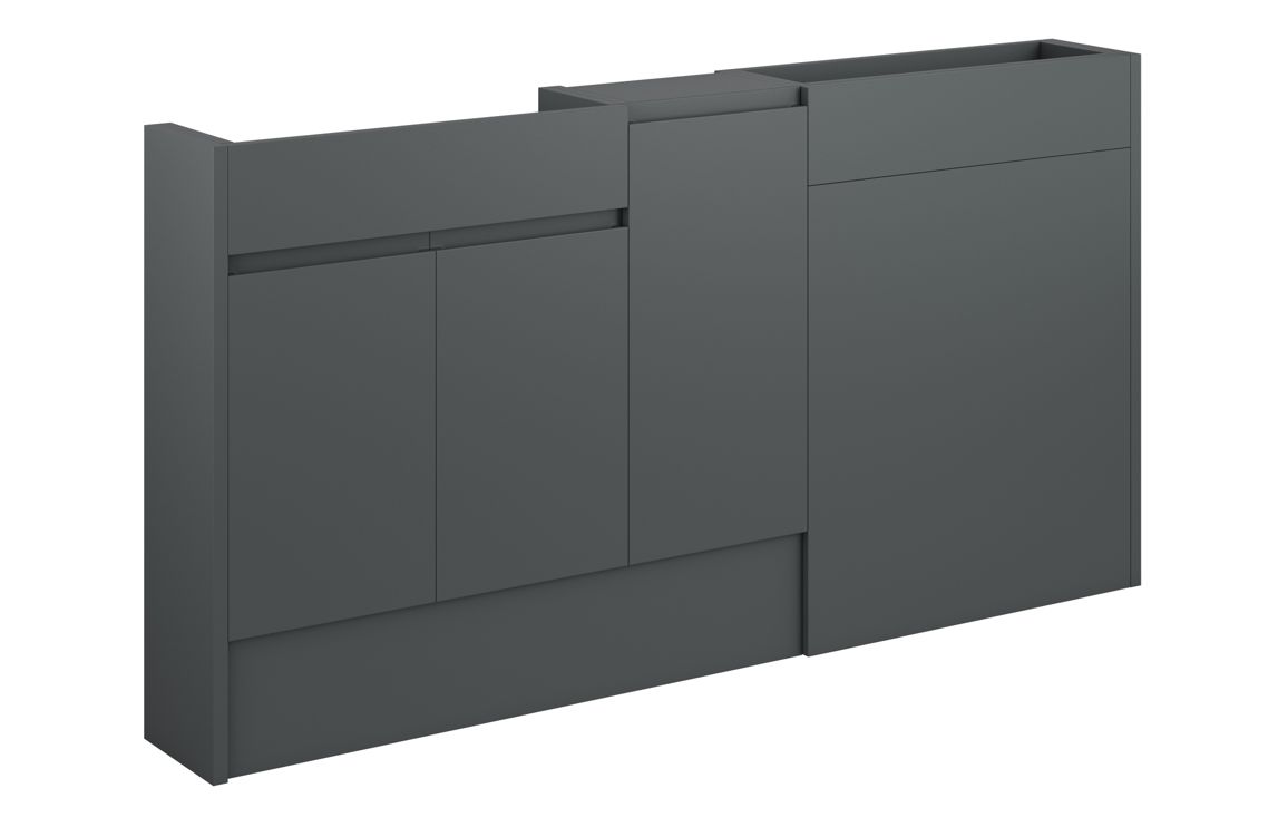 Kentucky 1536mm Slim Basin WC & 1 Door Unit Pack - Matt Graphite Grey (Grey Cab)