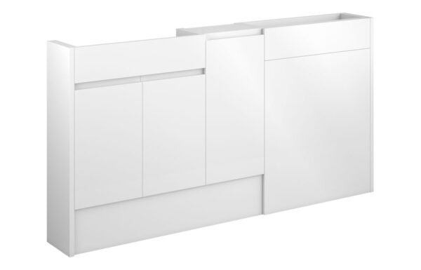 Kentucky 1536mm Slim Basin WC & 1 Door Unit Pack - White Gloss (Grey Cab)