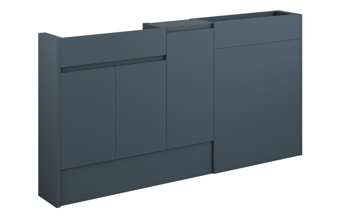 Kentucky 1536mm Slim Basin WC & 1 Door Unit Pack - Matt Arley Blue (Oak Cab)