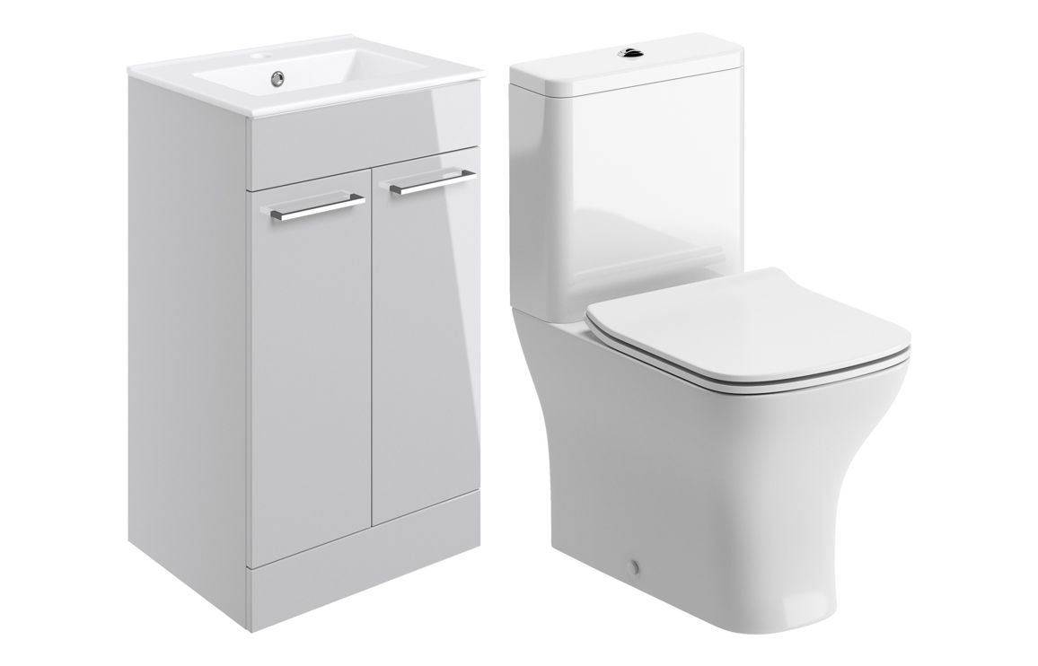 Iowa 510mm Floor Standing Unit & Close Coupled WC Pack - Grey Gloss