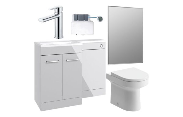 Vermont 1000mm Furniture & BTW WC Pack - Grey Gloss (LH)