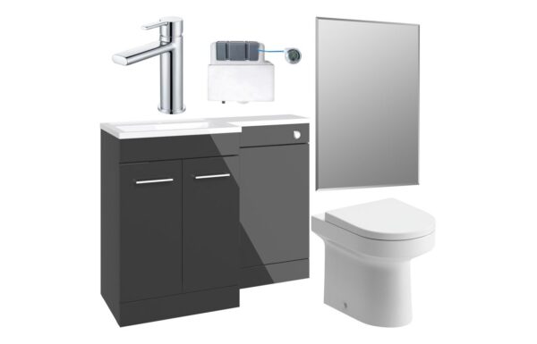 Vermont 1000mm Furniture & BTW WC Pack - Anthracite Gloss (LH)