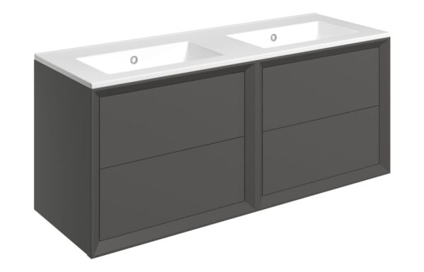 Utah 1210mm Wall Hung 4 Drawer Basin Unit & 0TH Thin Edge Basin - Matt Clay