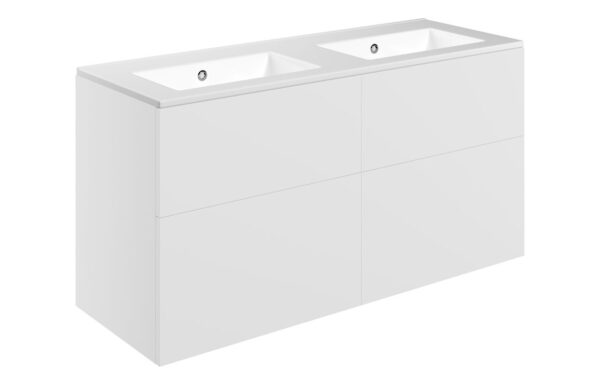 Oregon 1210mm Wall Hung 4 Drawer Basin Unit & 0TH Basin - Matt White