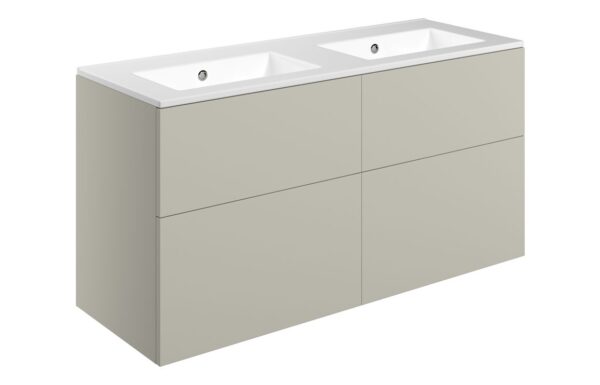 Oregon 1210mm Wall Hung 4 Drawer Basin Unit & 0TH Basin - Matt Latte