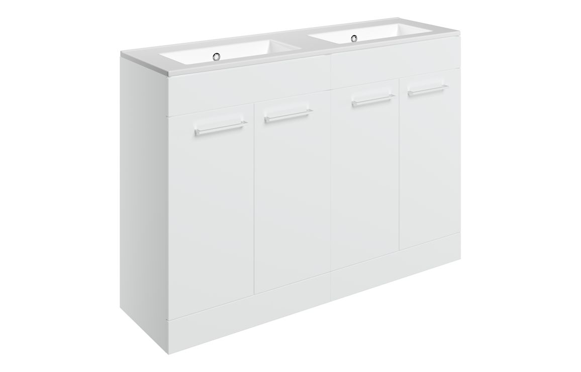 Iowa 1210mm Floor Standing 4 Door Basin Unit & 0TH Thin Edge Basin - White Gloss