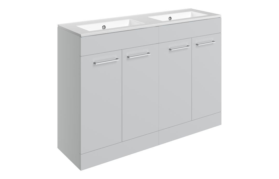 Iowa 1210mm Floor Standing 4 Door Basin Unit & 0TH Thin Edge Basin - Grey Gloss