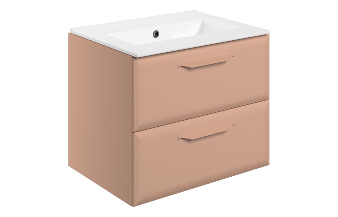 Colorado 615mm Wall Hung 2 Drawer Basin Unit w/0TH Basin - Matt Apricot