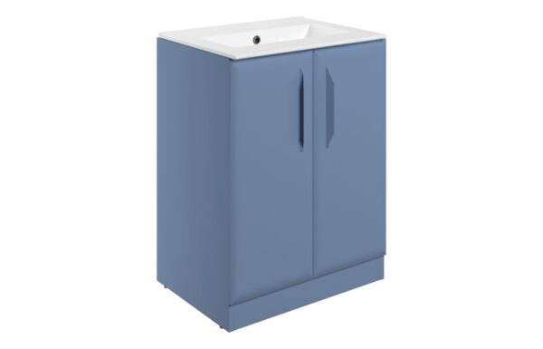 Colorado 615mm Floor Standing 2 Door Basin Unit w/0TH Basin - Matt Misty Blue
