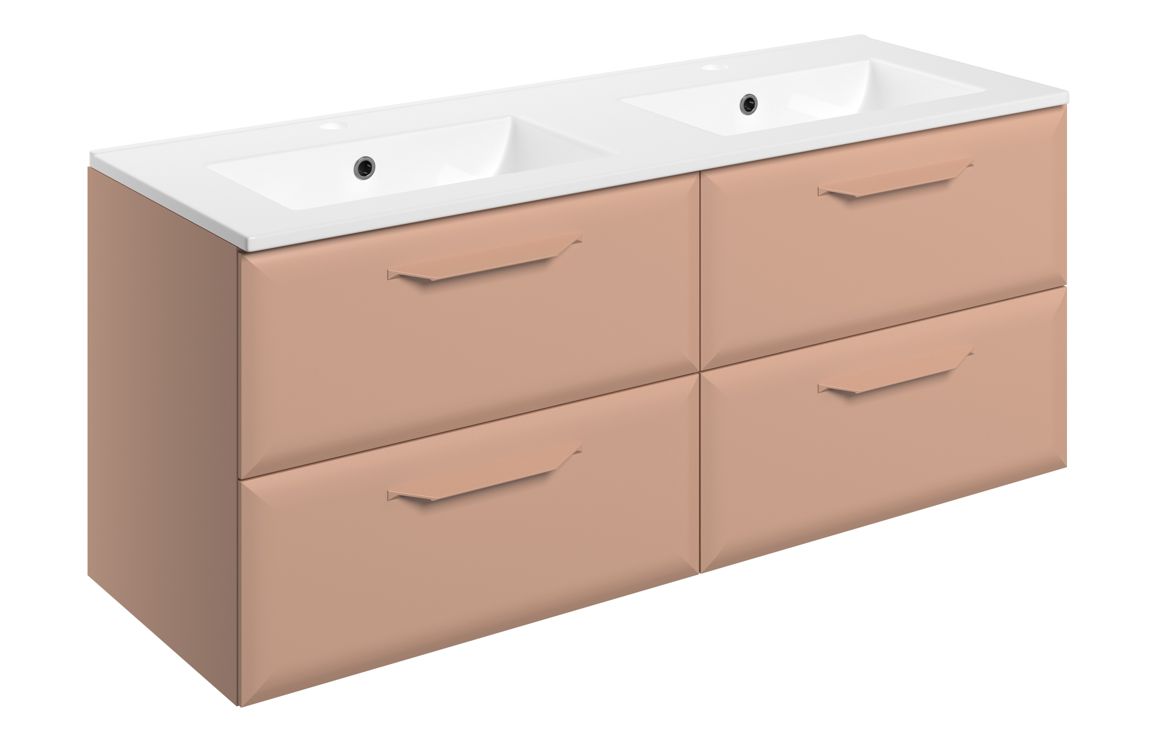 Colorado 1210mm Wall Hung 4 Drawer Basin Unit w/2TH Basin - Matt Apricot