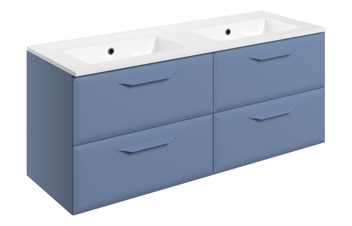 Colorado 1210mm Wall Hung 4 Drawer Basin Unit w/0TH Basin - Matt Misty Blue