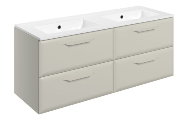 Colorado 1210mm Wall Hung 4 Drawer Basin Unit w/0TH Basin - Matt Latte