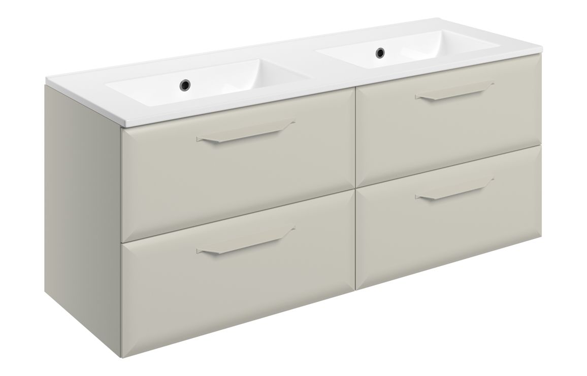 Colorado 1210mm Wall Hung 4 Drawer Basin Unit w/0TH Basin - Matt Latte