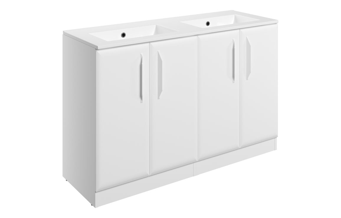 Colorado 1210mm Floor Standing 4 Door Basin Unit w/0TH Basin - Matt White