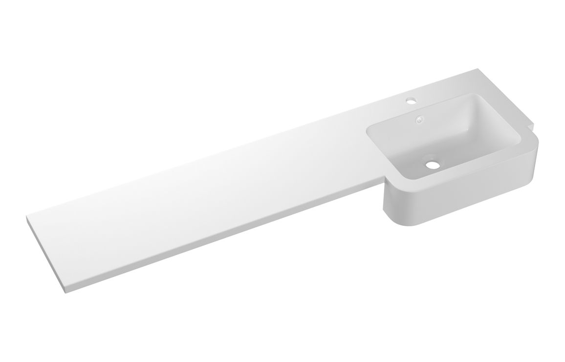 1542mm Standard Square One-Piece Basin & Overflow Ring - Right Hand