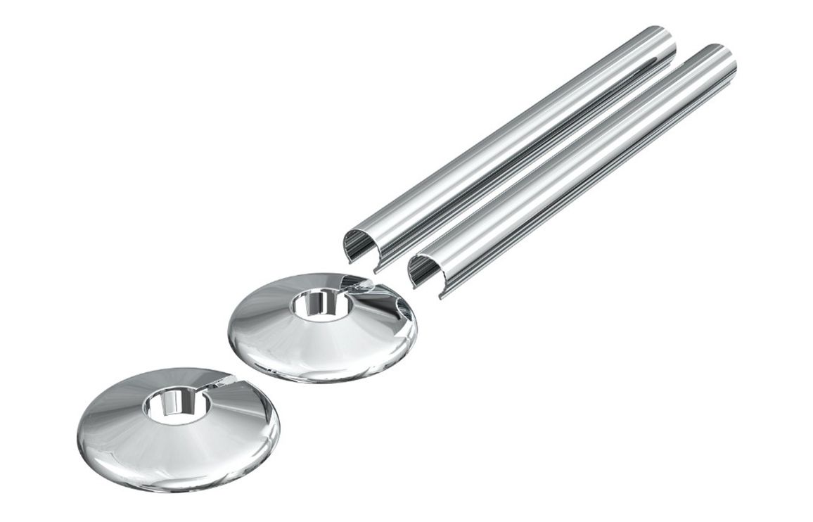 180x18mm Radiator Pipe Sleeves - Chrome