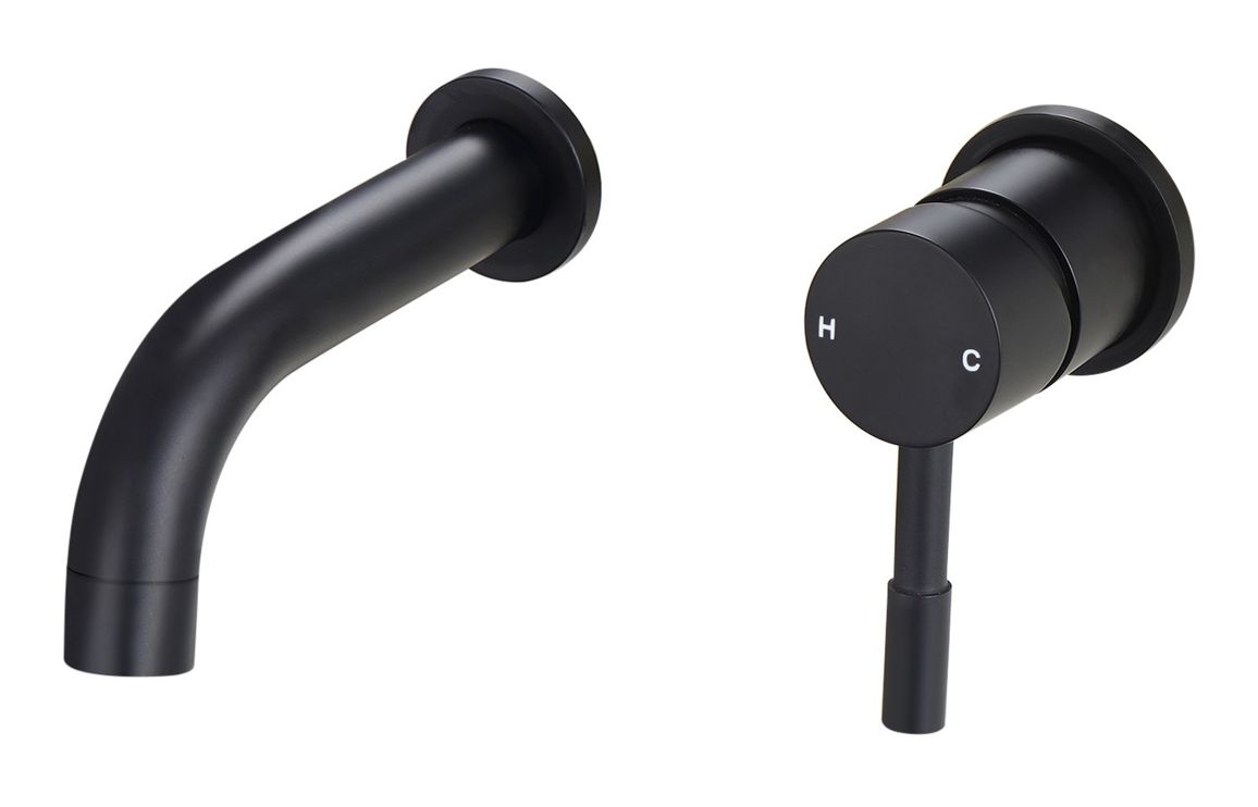 Tortum 155mm Wall Mounted Basin Mixer - Matt Black
