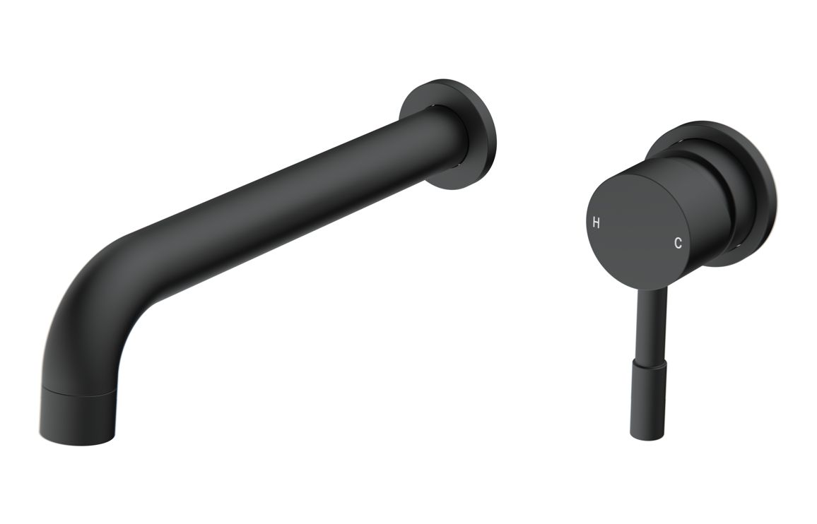 Tortum 220mm Wall Mounted Basin Mixer - Matt Black